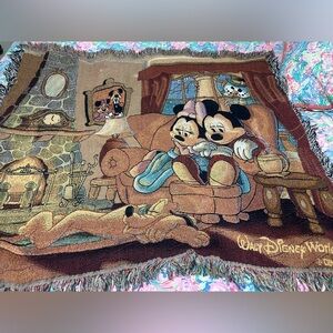 Walt Disney Mickey and Minnie Mouse Woven Tapestry Throw Blanket